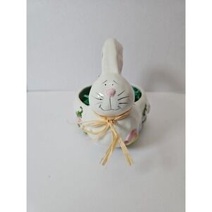 WCL Ceramic Rabbit Easter Bunny Planter / Candy Dish Hand‎ Painted